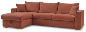 Divano angolare color mattone allungabile (con composizione variabile) con rivestimento in velluto a coste Augustin – Bobochic Paris