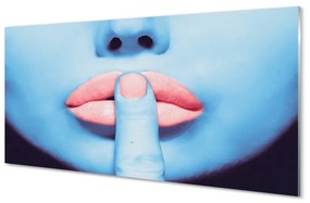 Quadro in vetro acrilico Labbra della donna neon 100x50 cm