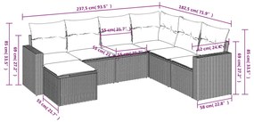 Set divani da giardino 7 pz con cuscini grigio in polyrattan