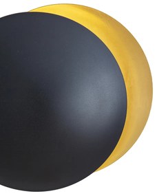 Lampada da parete moderna nera con oro 34,5 cm 2 luci - Sunrise