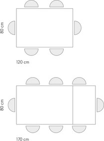 Tavolo VOLPAIA in legno, finitura grigio cemento e base in metallo verniciato bianco, allungabile 120&#215;80 cm &#8211; 170&#215;80 cm