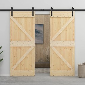 Porta Scorrevole Con Set Hardware 80x210 Cm İn Legno Di Pino /