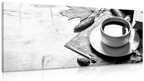 Stampa su tela – Tazza di caffè in autunno in bianco e nero