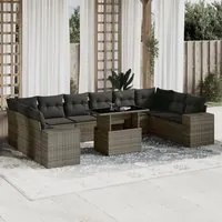 Set Divani da Giardino 11 pz con Cuscini in Polyrattan Grigio 3269410