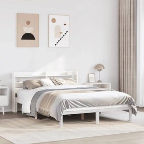Letto Senza Materasso Bianco 140x190 Cm Legno Massello Di Pino /