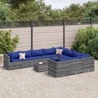 Set Divani da Giardino 11 pz con Cuscini in Polyrattan Grigio 3308343