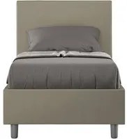 Letto Singolo rivestito in Similpelle - ADELE Tipologia Letto: Con Rete, Dimensione Rete: 80x210, Colore: Cappuccino