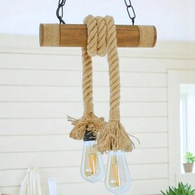 Lampadario a sospensione con catena KOS 2xE27/60W/230V faggio