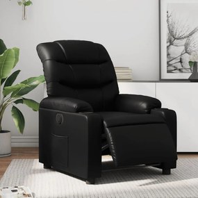 Poltrona Reclinabile Elettrica Nera İn Similpelle /