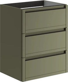 Mobile da bagno sospeso sotto lavabo L 59.5 x H 78 x P 45.5 cm verde salvia opaco, 3 cassetti TRATTO