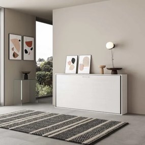 Letto a scomparsa orizzontale - KANDO singolo Bianco Frassino
