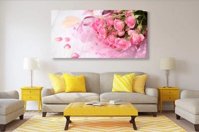 Stampa su tela – Bouquet di rose rosa romantiche
