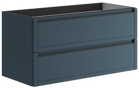 Mobile da bagno sospeso sotto lavabo L 99.5 x H 50 x P 45.5 cm blu opaco, 3 cassetti TRATTO