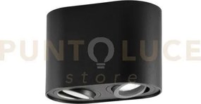 Plafoniera town nera tonda 2 luci attacco gu10 17,8x9,6x12,5cm