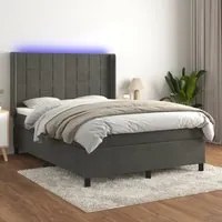 Letto a Molle con Materasso e LED Grigio Scuro 140x190 cm 3139560