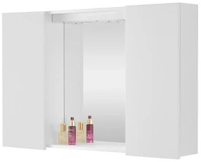 Specchio contenitore 90x60 cm bianco con LED e ripiani interni