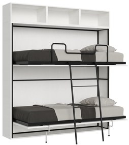 Letto a scomparsa doppio orizzontale Kando con materassi e composizioni in Bianco Frassino, L / Non Incluso