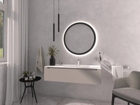 Koh-i-noor Rubino specchio led 80 cm con retroilluminazione ambiente 2300 lm e cornice in legno massello faggio soft nero