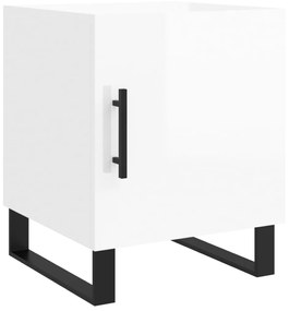 Comodini 2pz Bianco Lucido 40x40x50 cm in Legno Multistrato