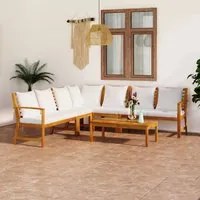 Set Divani da Giardino 6 pz con Cuscini Crema in Legno Acacia 3057774