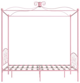 Letto a baldacchino rosa in metallo 120x200 cm