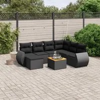 Set Divani da Giardino con Cuscini 8 pz Nero in Polyrattancod mxl 88042