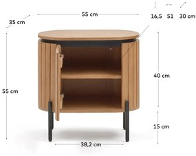 Kave Home - Comodino Licia 1 anta in legno massello di mango e metallo verniciato nero 55 x 55 cm