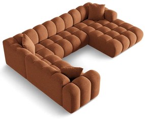 Divano angolare color terracotta (con penisola a sinistra/a U) con rivestimento in ciniglia Treno – Cosmopolitan Design