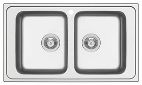 Lavello integrato 2 vasche DELINIA Basalt inox L 50 x L 86 cm argento