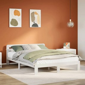 Letto Senza Materasso Bianco 140x200 Cm Legno Massello Di Pino /