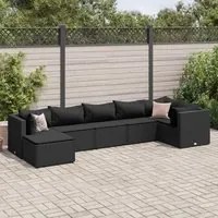 Set Salotto da Giardino con Cuscini 7pz Nero Polyrattan 3308227