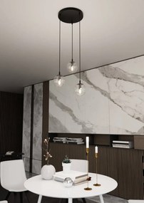 Lampadario a Sospensione COSMO 3 BLACK TRANSPARENT PREMIUM