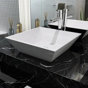 Lavandino Quadrato İn Ceramica Bianca 41,5x41,5x12 Cm /