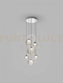 Puppet sospensione r6 fume' trasparente cromo lucido 6 luci attacco g9