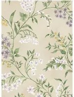 Nina Campbell Tapete Almora - Lilac/ Gold/ Eucaplyptus