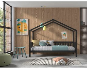 Letto per bambini in legno di pino antracite 90x200 cm DALLAS - Vipack