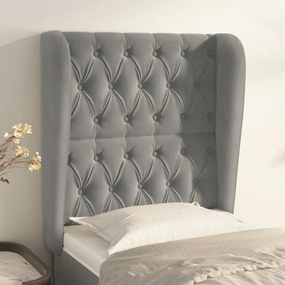 Testiera Ad Orecchio Grigio Chiaro 83x23x118/128 Cm İn Velluto /