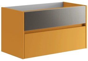 Mobile da bagno sospeso sotto lavabo L 89.5 x H 50 x P 45.5 cm beige laccato opaco, 2 cassetti Niwa