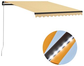 Tenda Da Sole Manuale Con Led 300x250 Cm Gialla E Bianca /