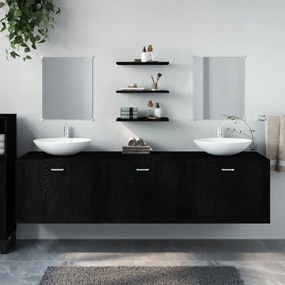 Set Mobili Da Bagno 6 Pz Nero İn Legno Multistrato /