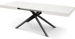 Tavolo CARRARA in legno, finitura bianco frassinato e base in metallo verniciato antracite, allungabile 140&#215;90 cm &#8211; 220&#215;90 cm