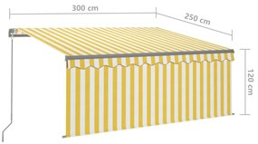 Tenda Sole Retrattile Manuale con Parasole 3x2,5m Gialla Bianca
