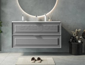 Mobile bagno grigio opaco 102x47 Dublino con lavabo in ceramica due cassetti con cornice