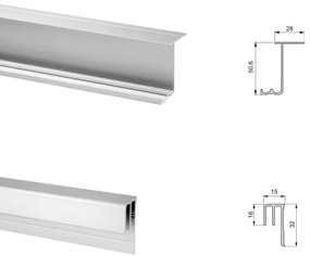 Sistema scorrevole per armadio 2 ante di spessore 16 mm, antideragliamento e con profili in alluminio cromato (pannelli non incl