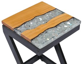 Tavolino da Caffè 30x30x50 cm Legno Massello Teak e Poliresina