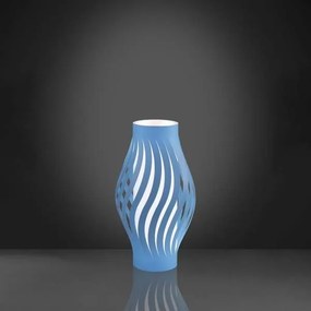Lampada Da Tavolo Moderna 1 Luce Helios In Polilux Blu H21 Made In Italy