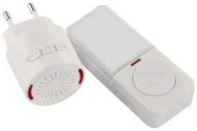 Campanello wireless da inserire nella presa 230 V con 1 batteria CR2032, bianco