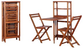 Set Da Bistrot 3 Pz Pieghevole İn Legno Massello Di Acacia /