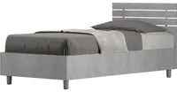 Letto Singolo 80x200 cm con Rete e Contenitore Testata Dritta Ankel Grigio