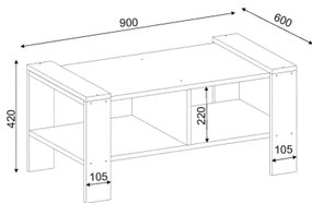 Tavolino ERICA 42x90 cm bianco/marrone
